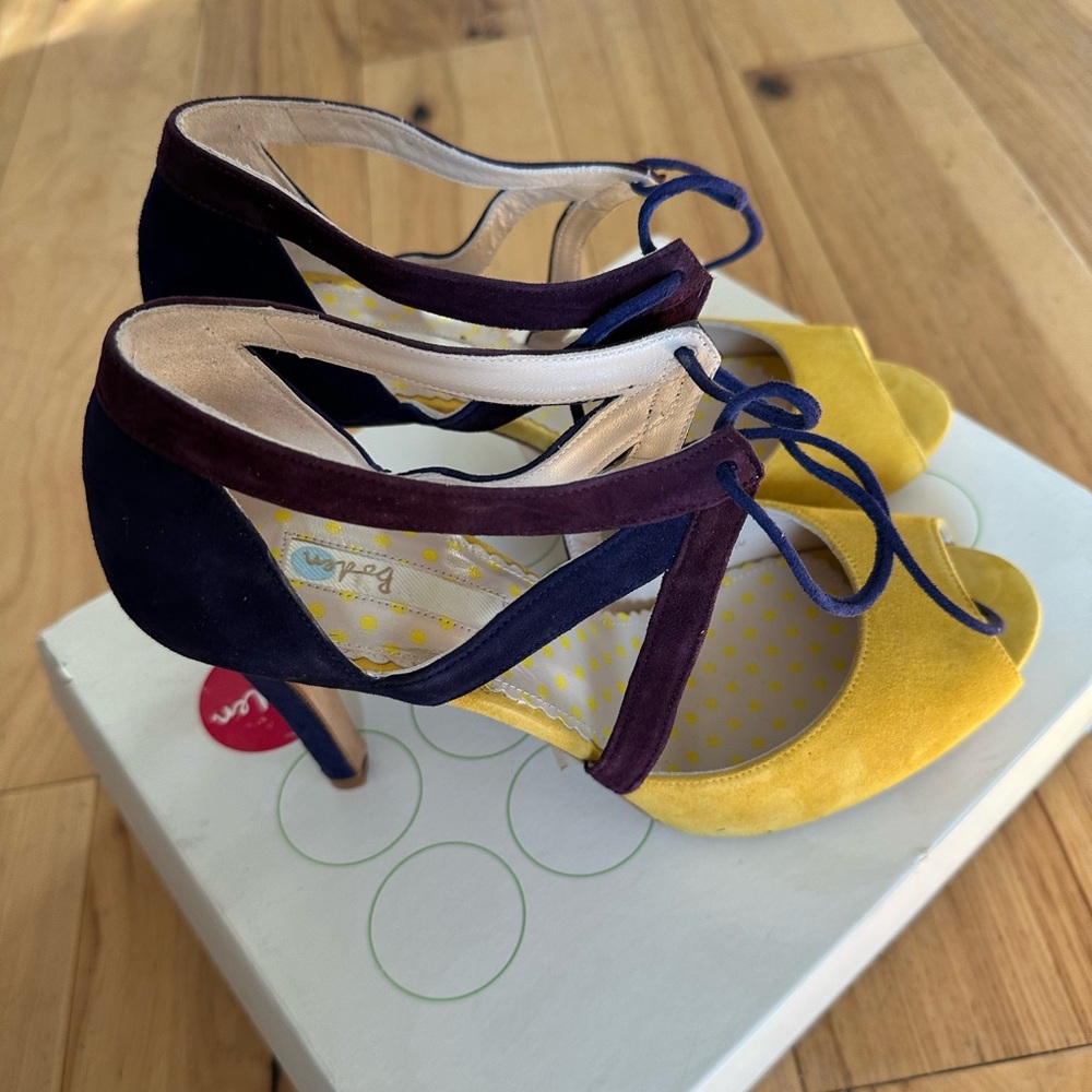 Elegant Boden Yellow and  Purple Women's Heels